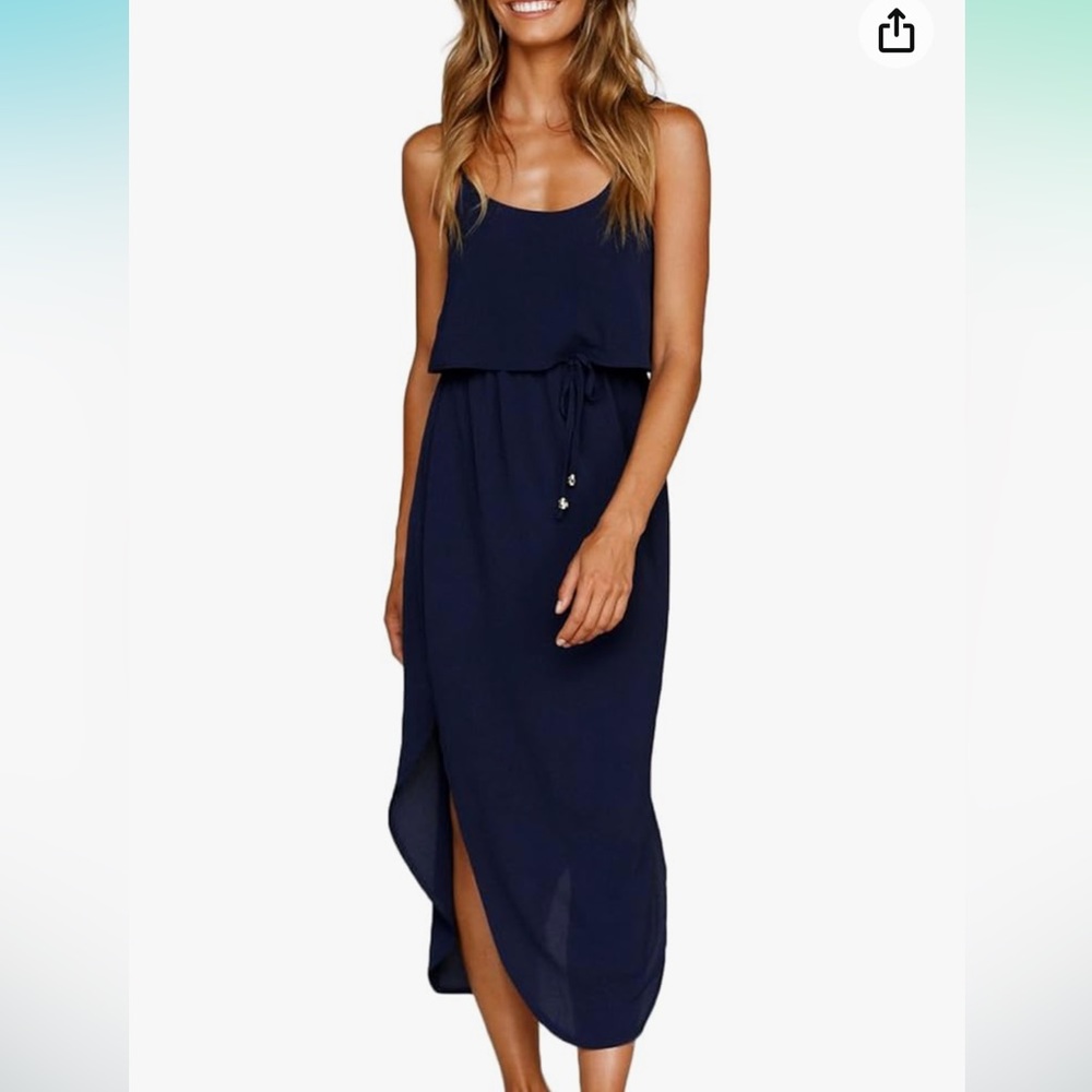 NERLEROLIAN ADJUSTABLE STRAPPY SPLIT SUMMER BEACH CASUAL DRESS🤩☀️